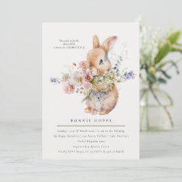 Delikate Spring Baby Bunny Floral Bouquet Einladung