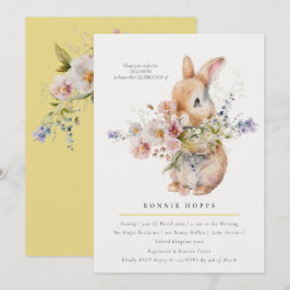 Delikate Spring Baby Bunny Floral Bouquet Einladung