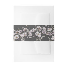 Delikate staubige lila Blume Aquarell, dunkelgrau Einladungsbanderole