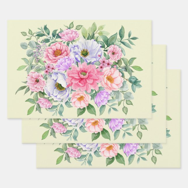 Delikate Summer Garden Party Blume Geschenkpapier Set (Set)