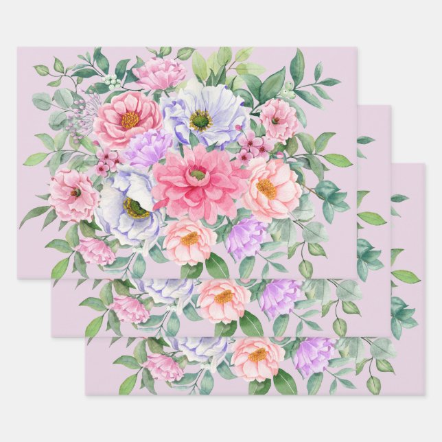 Delikate Summer Garden Party Blume Geschenkpapier Set (Set)