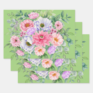 Delikate Summer Garden Party Blume Geschenkpapier Set