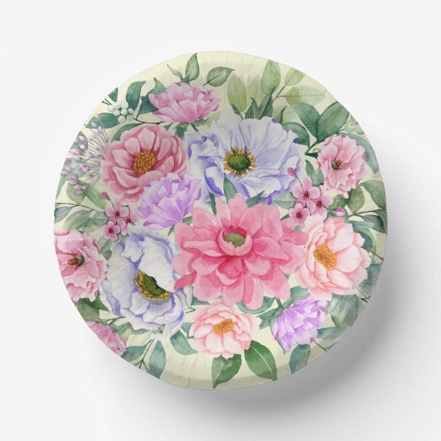 Delikate Summer Garden Party Blume Pappteller (Vorderseite)