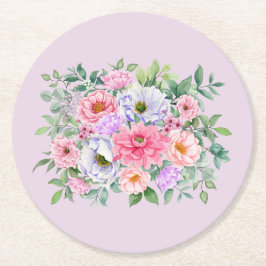 Delikate Summer Garden Party Blume Runder Pappuntersetzer