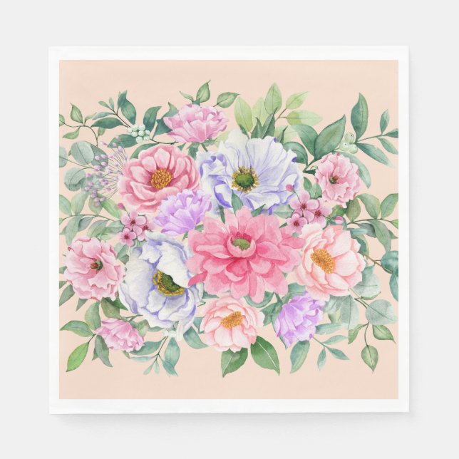 Delikate Summer Garden Party Blume Serviette (Vorderseite)