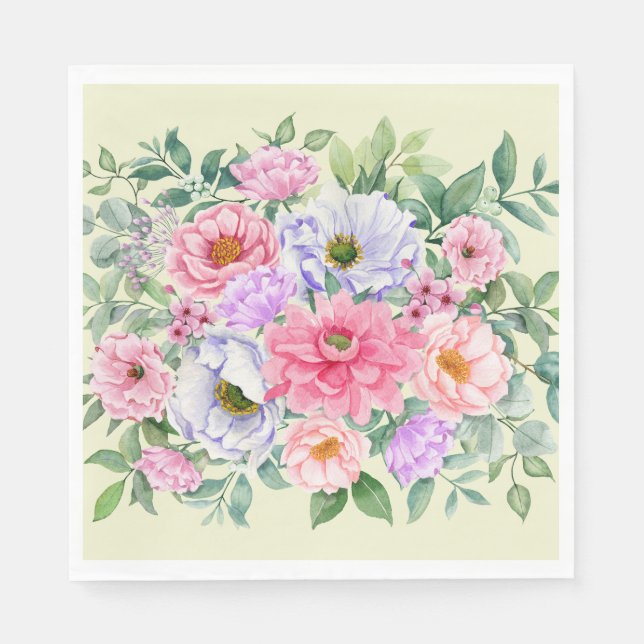 Delikate Summer Garden Party Blume Serviette (Vorderseite)