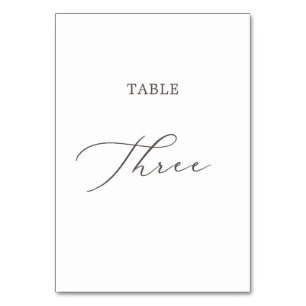 Delikate Taupe Calligraphy Table Tischnummer