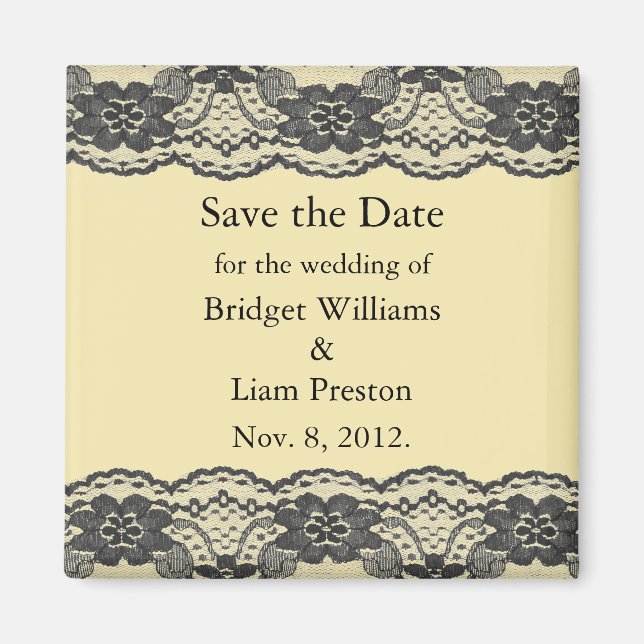 Delikate und Lacy Save the Date Magnet (gelb) (Vorne)