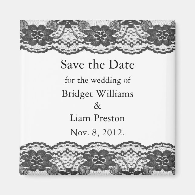 Delikate und Lacy Save the Date Magnet (weiß) (Vorne)