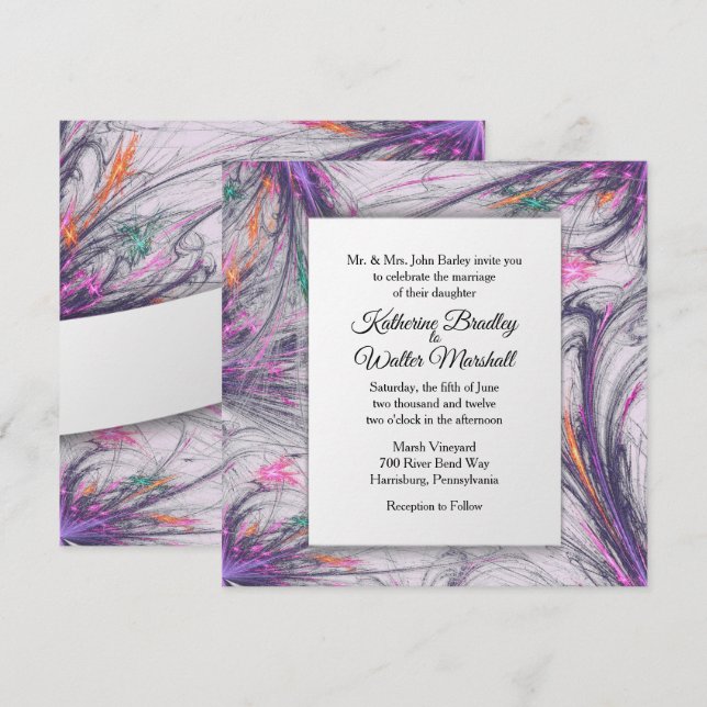 Delikate und weitere Einladungen für Hochzeiten (Vorne/Hinten)