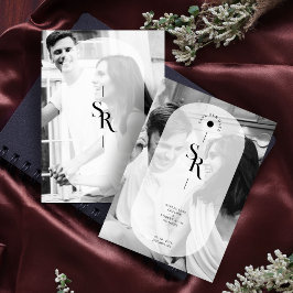 Delikate Vellum Transparency Schwarz-weiß Initials Save The Date