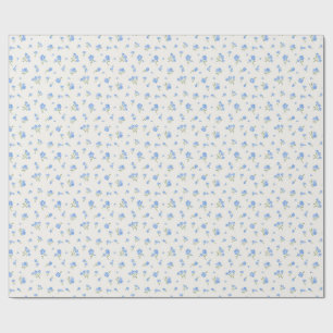 Delikate Vintage Elegante Blumenmuster Blau Geschenkpapier