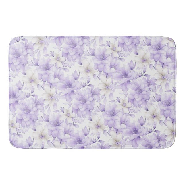 Delikate Violett-Blumen Badematte (Vorderseite)