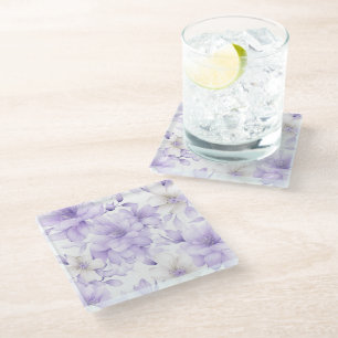 Delikate Violett-Blumen Glasuntersetzer