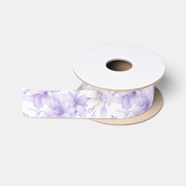 Delikate Violett-Blumen Satinband (Spule)
