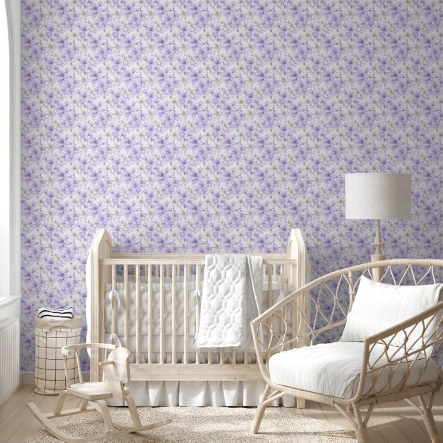 Delikate Violett-Blumen Tapete (Kinder)