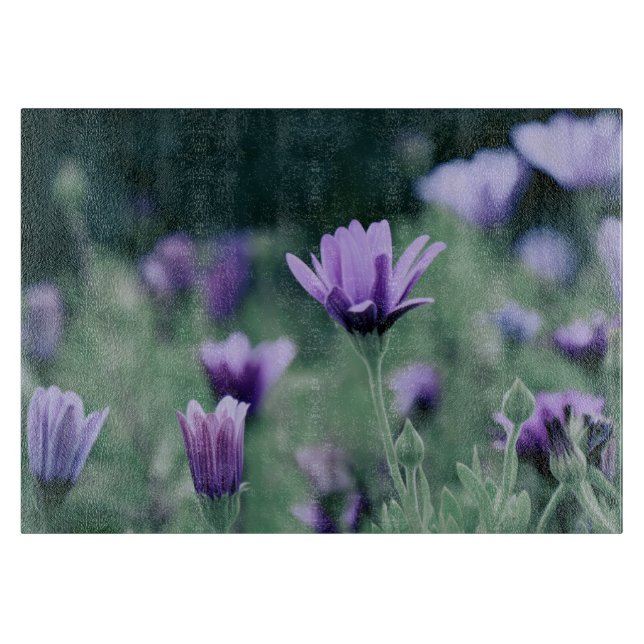 Delikate violette Blumen Schneidebrett (Vorderseite)