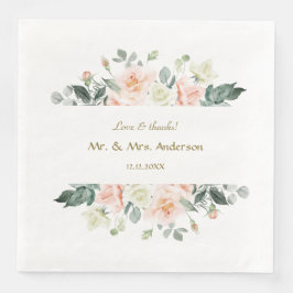 Delikate Wasserfarbe Weiße Blume Hochzeit Serviette