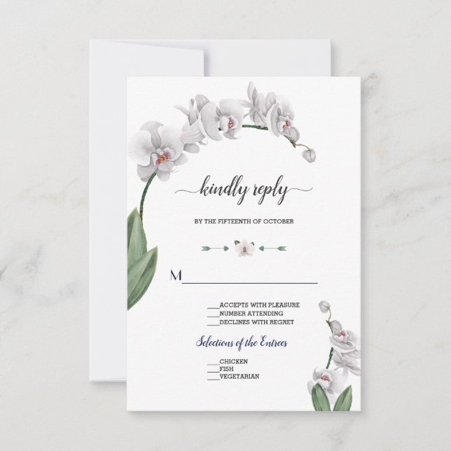 Delikate Wasserfarben Orchideen Blume Blühen Hochz RSVP Karte (Vorderseite)