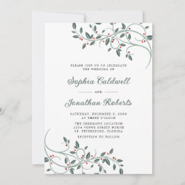 Delikate Weihnachtsbotanicals QR Code Hochzeit Einladung