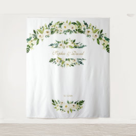 Delikate weiße Blume Hochzeitskabinett-Prop Wandteppich