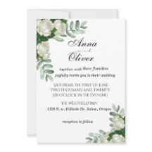Delikate Weiße Rosen Einladung zum Hochzeitsessen