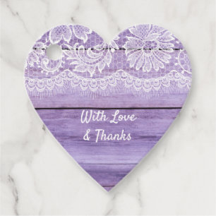 Delikate weiße Spitzen & Lilac Holzherz geformt Geschenkanhänger