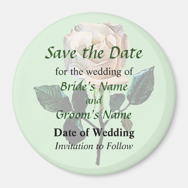 Delikate Weißrosen Save the Date Magnet (Vorne)