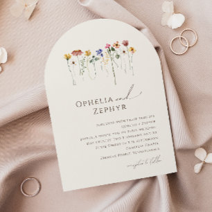Delikate Wildblume Beige Wedding Arch Einladung