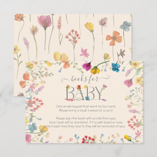 Delikate Wildblume Blumengartenbücher für Kinder RSVP Karte (Vorne/Hinten)