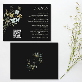 Delikate Wildblume Boho Wedding Black Details Begleitkarte