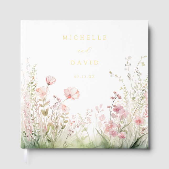 Delikate Wildblume Hochzeit Gästebuch (Vorderseite)
