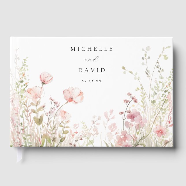 Delikate Wildblume Hochzeit Gästebuch (Vorderseite)