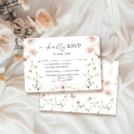 Delikate Wildblume Hochzeit RSVP Karte