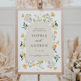 Delikate Wildblume Hochzeit Willkommen Poster