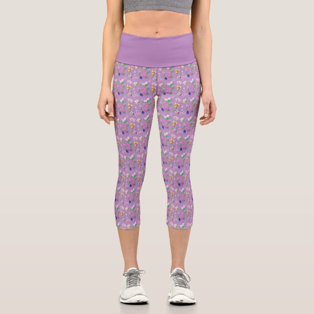 Delikate Wildblume in lila Capri Leggings (Vorderseite)