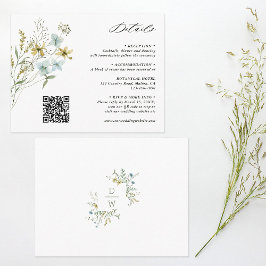 Delikate Wildblume Moderne Boho Hochzeitdetails Begleitkarte