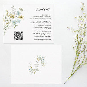 Delikate Wildblume Moderne Boho Hochzeitdetails Begleitkarte