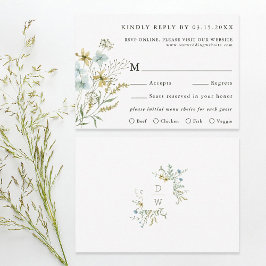 Delikate Wildblume Moderne Boho Wedding RSVP Karte