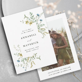 Delikate Wildblume Modernes Boho Wedding Foto Save The Date