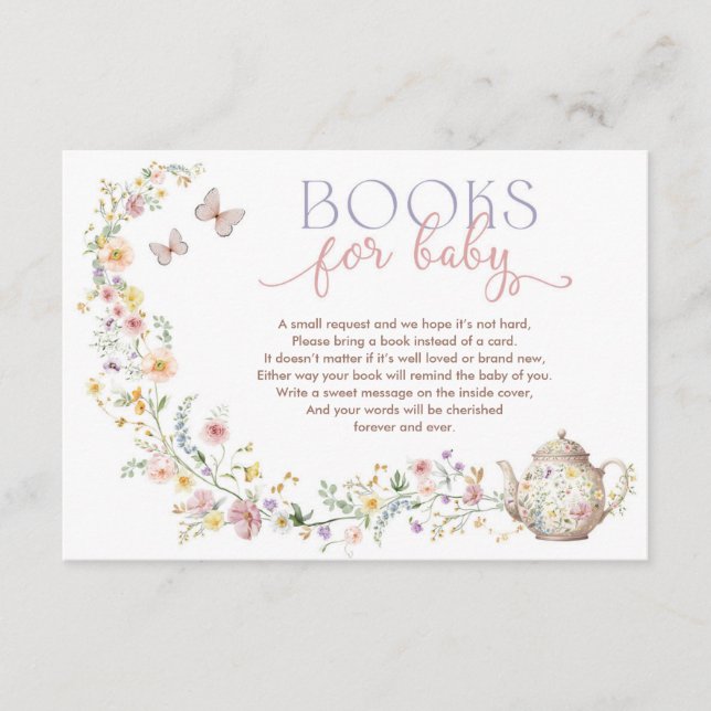 Delikate Wildblume Tee Party Bücher für Baby Begleitkarte (Vorderseite)