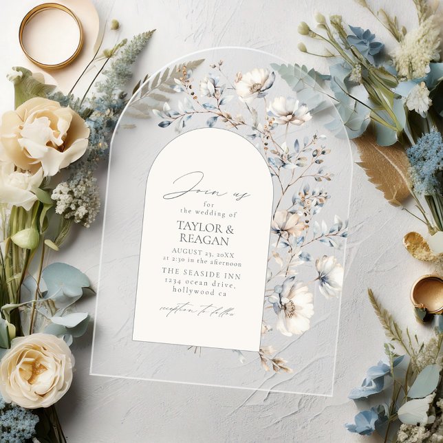 Delikate Wildblume Watercolor Arch Wedding ID102 Acryleinladungen (Von Creator hochgeladen)