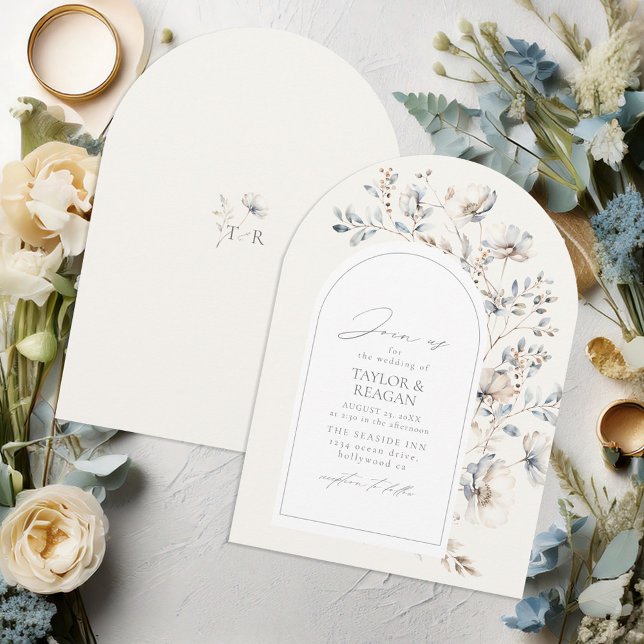 Delikate Wildblume Watercolor Arch Wedding ID102 Einladung (Von Creator hochgeladen)