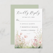 Delikate Wildblume Wedding RSVP Card