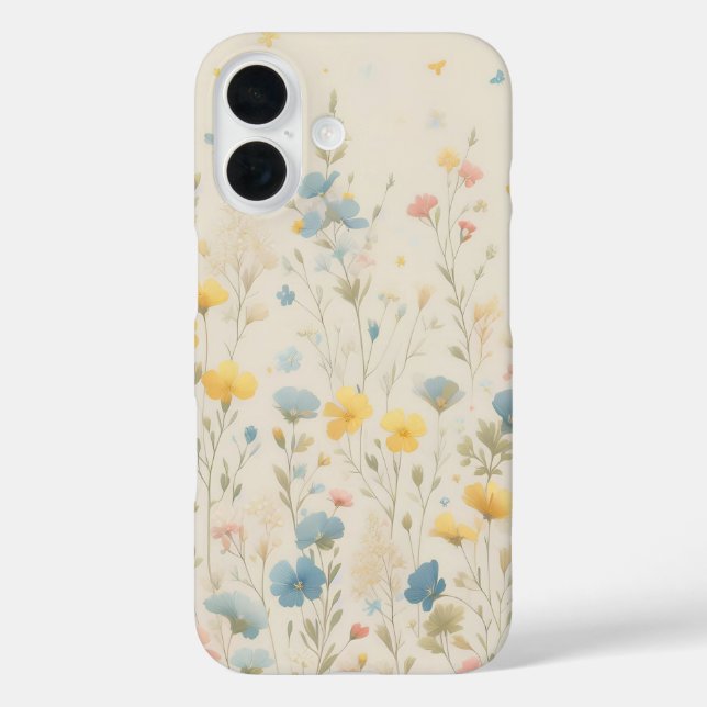 Delikate Wildblume Wiesen Kunst iPhone 16 Hülle (Rückseite)