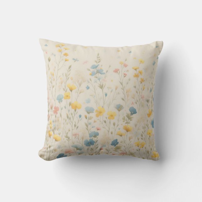 Delikate Wildblume Wiesen Kunst Kissen (Vorderseite)