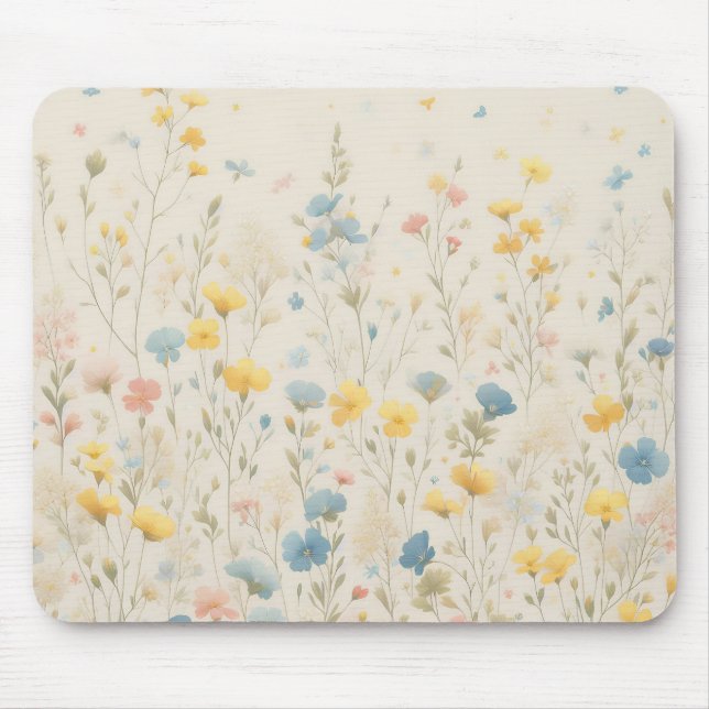 Delikate Wildblume Wiesen Kunst Mousepad (Vorne)