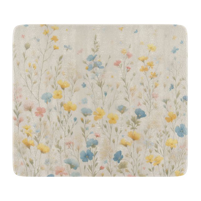 Delikate Wildblume Wiesen Kunst Schneidebrett (Vorderseite)
