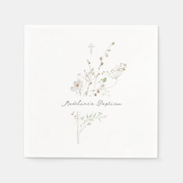 Delikate Wildblumen Bouquet-Taufe Serviette