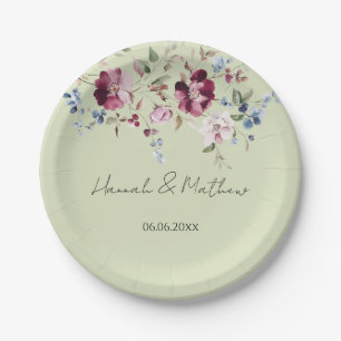 Delikate Wildblumen Elegant Grün Pappteller
